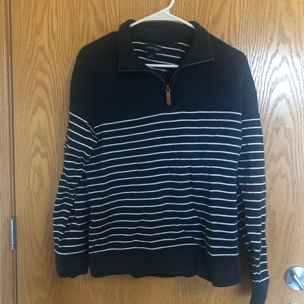 Land’s End 3/4 Striped Zip Up Sweatshirt
